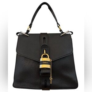 CHLOÉ Aby Mini Lock & Key Belted Top-handle Black Bag